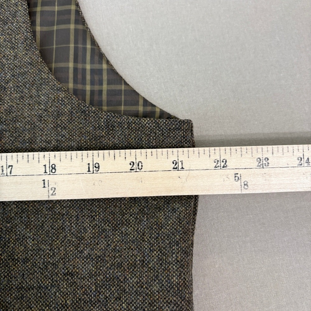 Jos. A. Bank Tuxedo Vest Mens Large Brown Wool Button Front V-Neck Preppy Geek - Picture 9 of 9